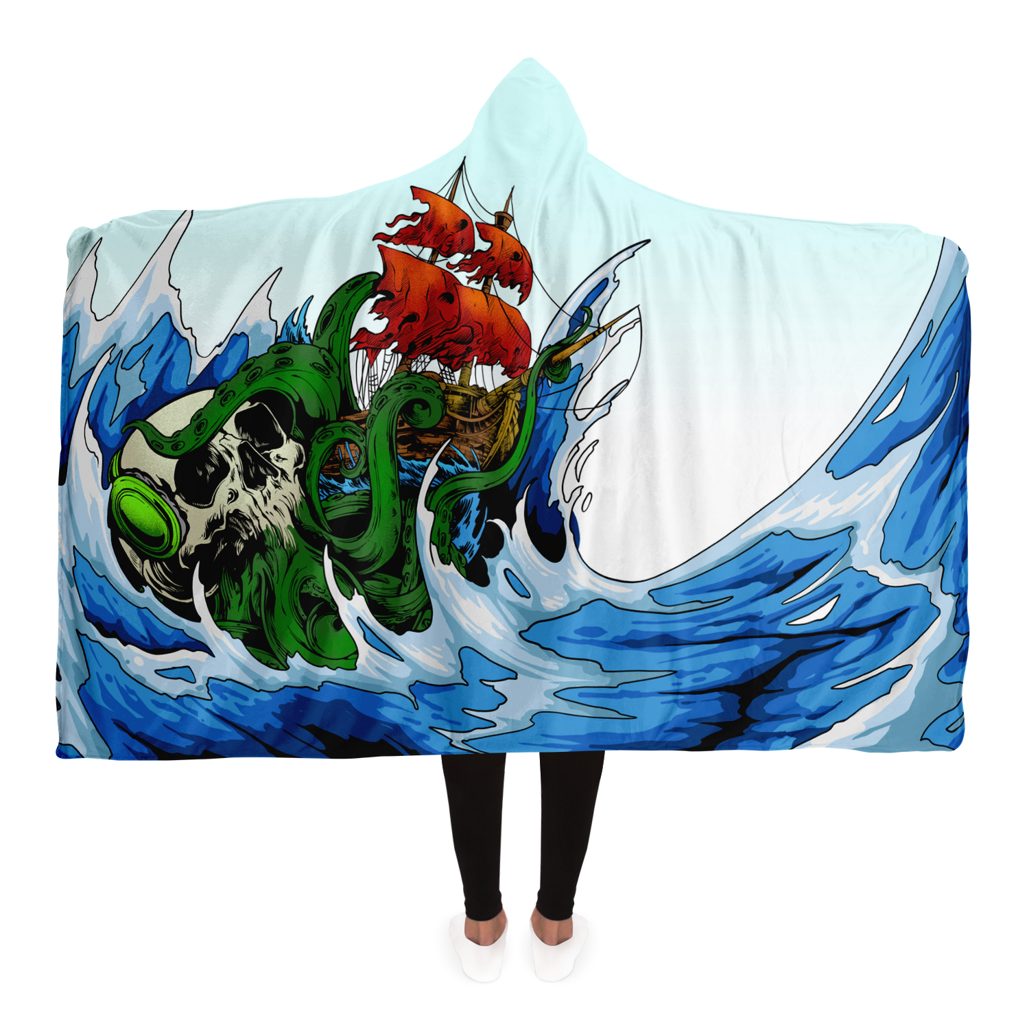 Madcapthulhu Pirate Ship Hooded Blanket