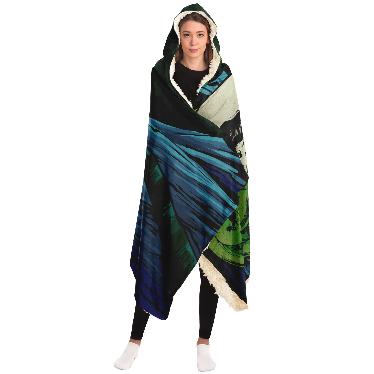 Madcapthulhu Sealab Seascape Hooded Blanket