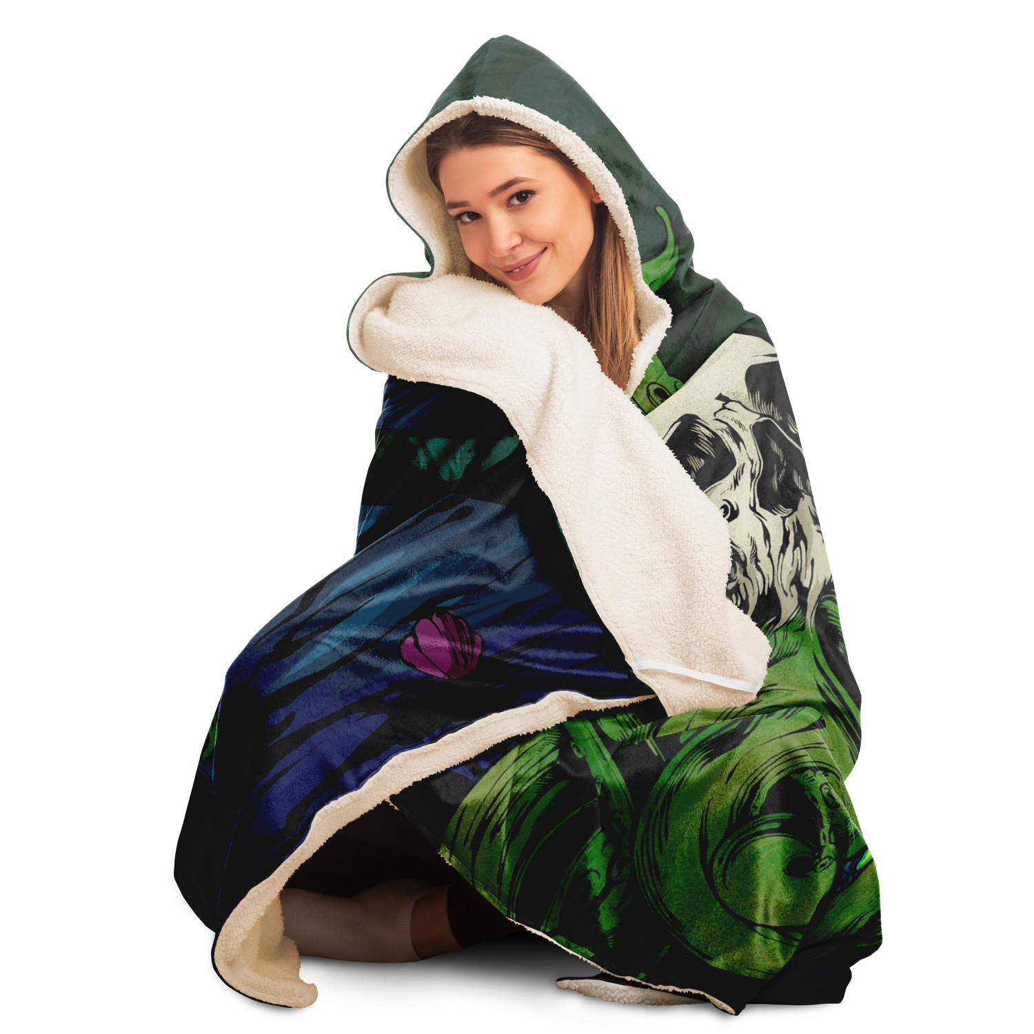 Madcapthulhu Sealab Seascape Hooded Blanket